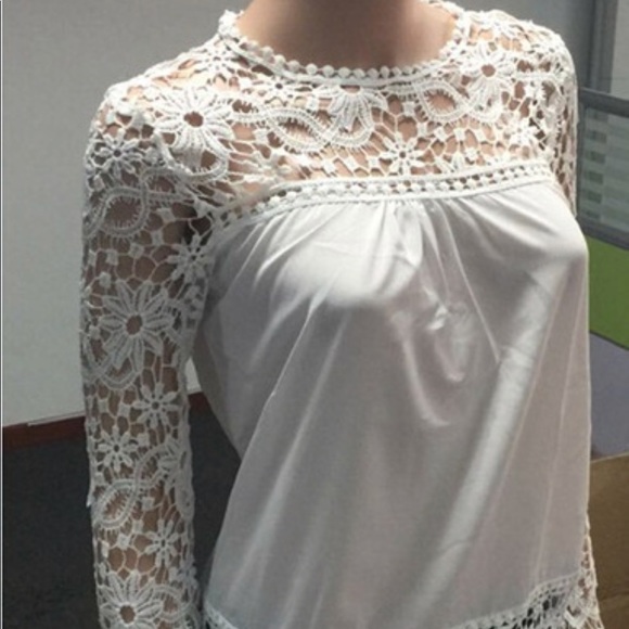 BOHO STYLE LIGHT LACED LONG SLEEVE YELLOW TOP SM - Picture 7 of 8